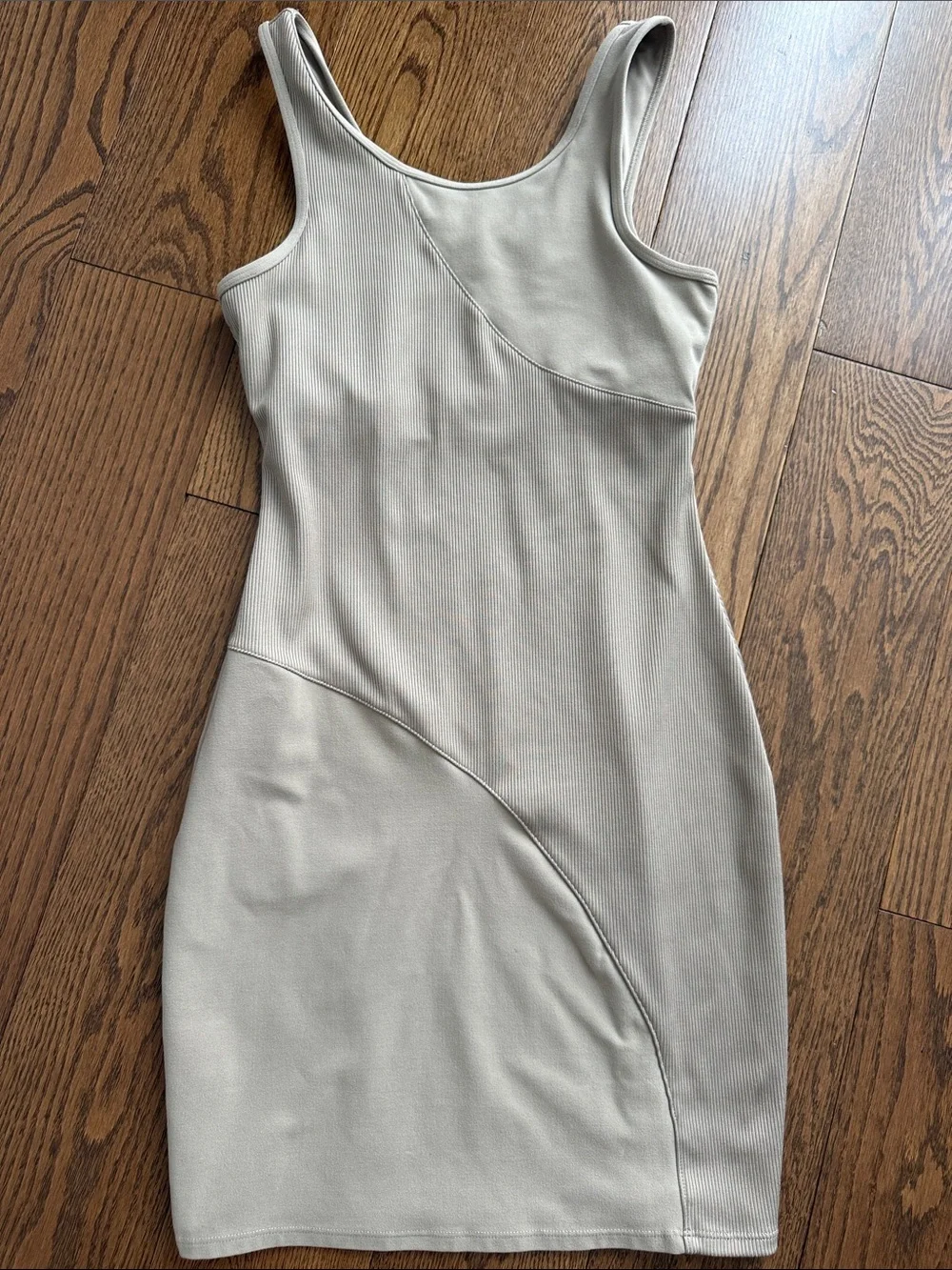 ALO Yoga Sleeveless Ribbed Bodycon Dress in Light Beige